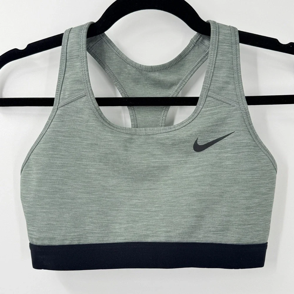 Nike Sports Bra Womens Medium Grey Heather Swoosh Racerback gym running
